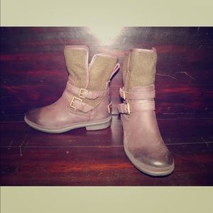 New Womens UGG Simmens Leather Brown Mid Boots